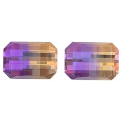 13.85 Carat Natural Loose Ametrine Pair Pixel Cut Gemstone