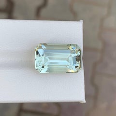 13.85 Carat Natural Loose Greenish Amethyst Emerald Cut African Gemstone
