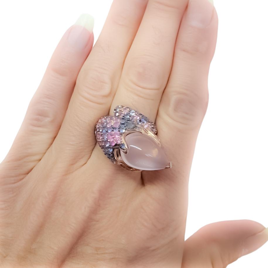 13.85cts Candy Ombre Color Bypass Ring Pink Blue Purple Sapphire and Rose Quartz 11