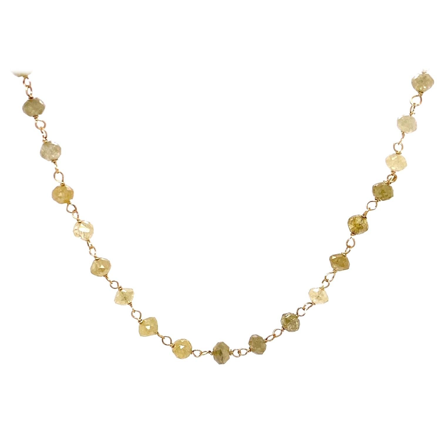 13.87 Carat Yellow Diamond 18 Karat Yellow Gold Wired Necklace For Sale