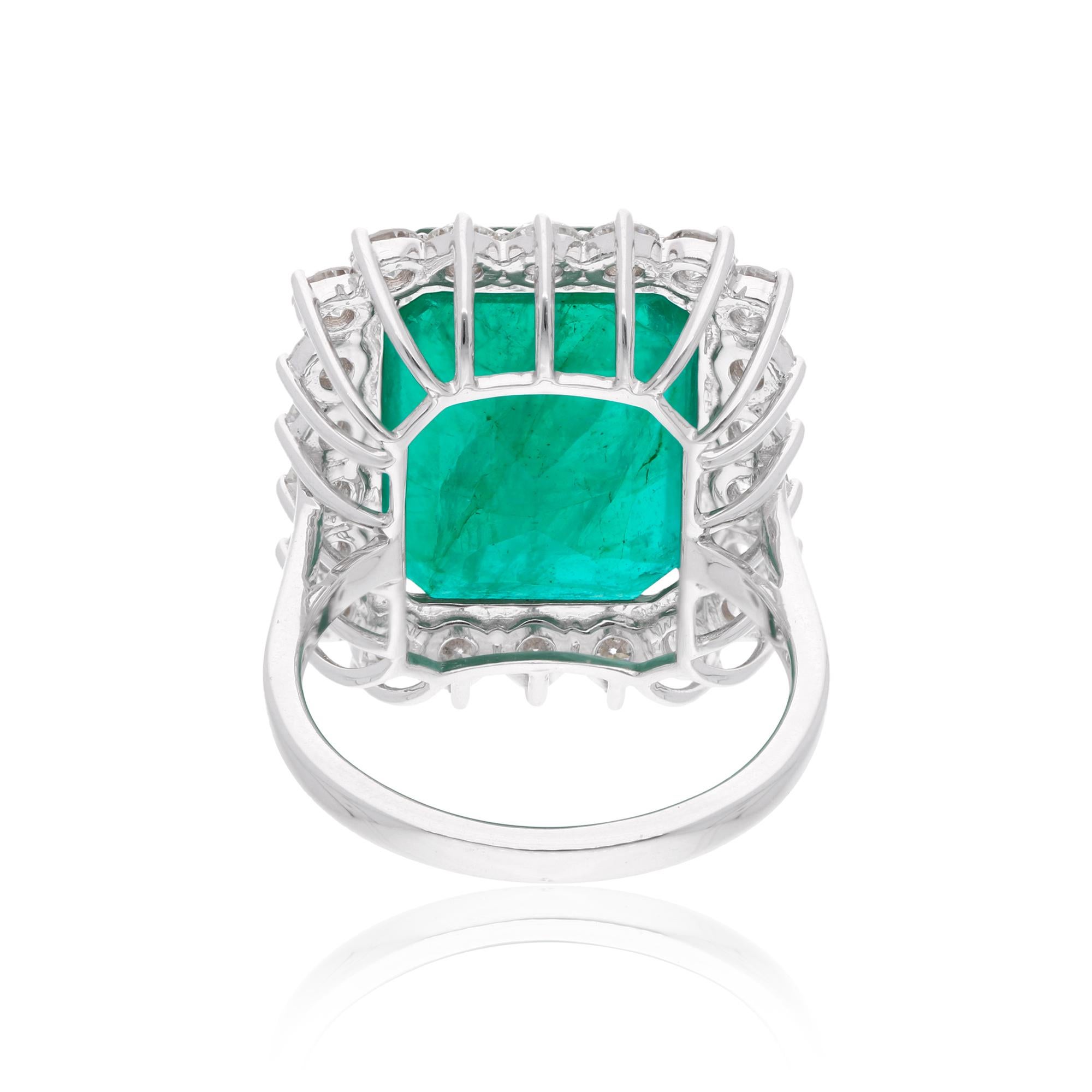 For Sale:  13.87 Total Carat Natural Emerald Gemstone Cocktail Ring Diamond 18k White Gold 5