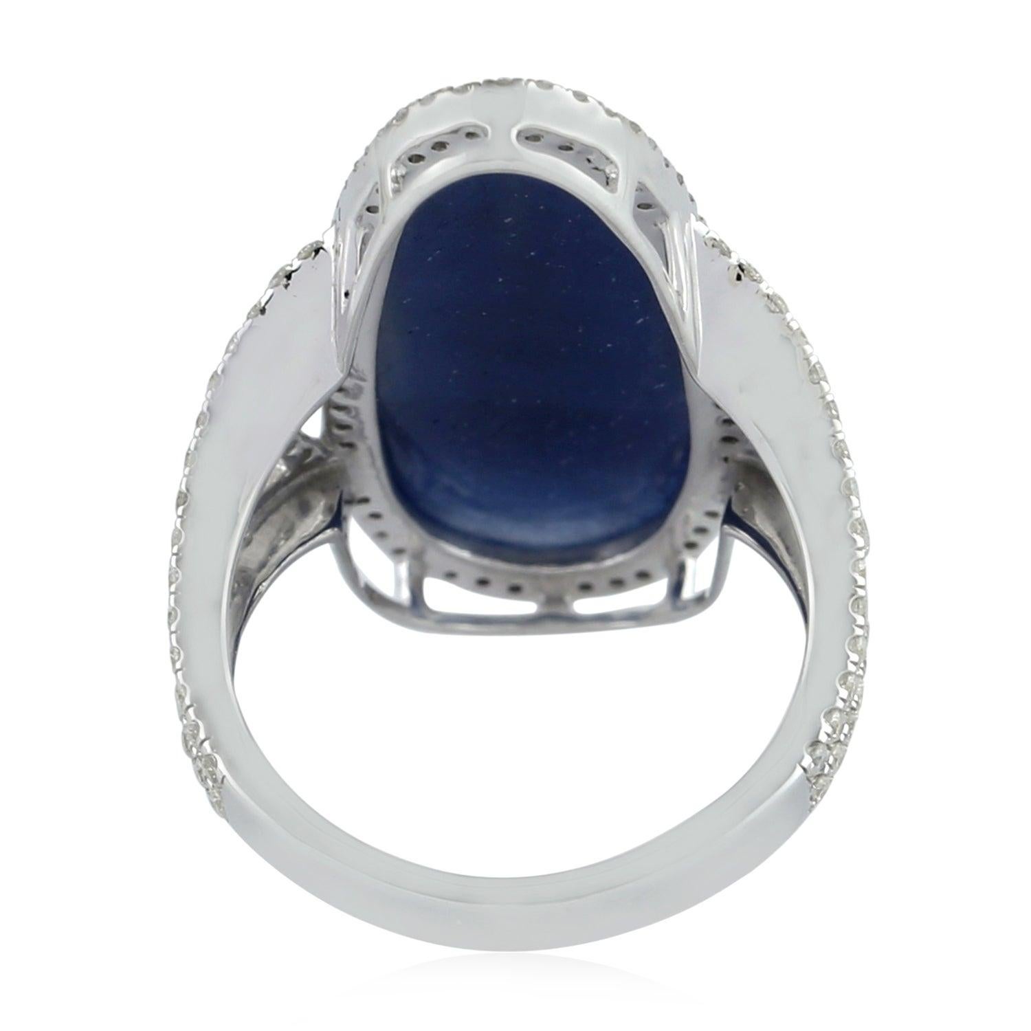For Sale:  13.88 Carat Sapphire Diamond 18 Karat Cocktail Ring 3