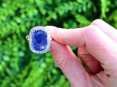 13.89 Carat Ceylon Sapphire and 1.56 Carat Diamond 18k Yellow Gold Ring
