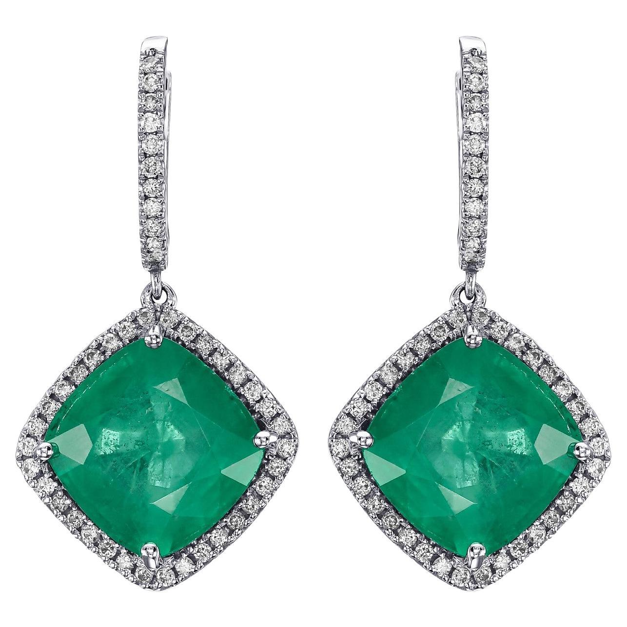 9ct Yellow Gold 0.05ct Diamond Emerald Earrings main image 1