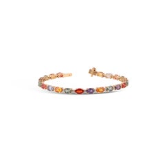 13.89 Carat Multi Sapphire and Diamond Bracelet in 18k Gold