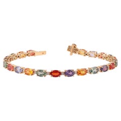 Bracelet en or 18 carats avec saphirs multicolores de 13,89 carats et diamants