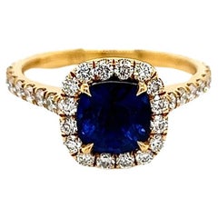 2.18 Total Carat Sapphire Diamond Engagement Ring