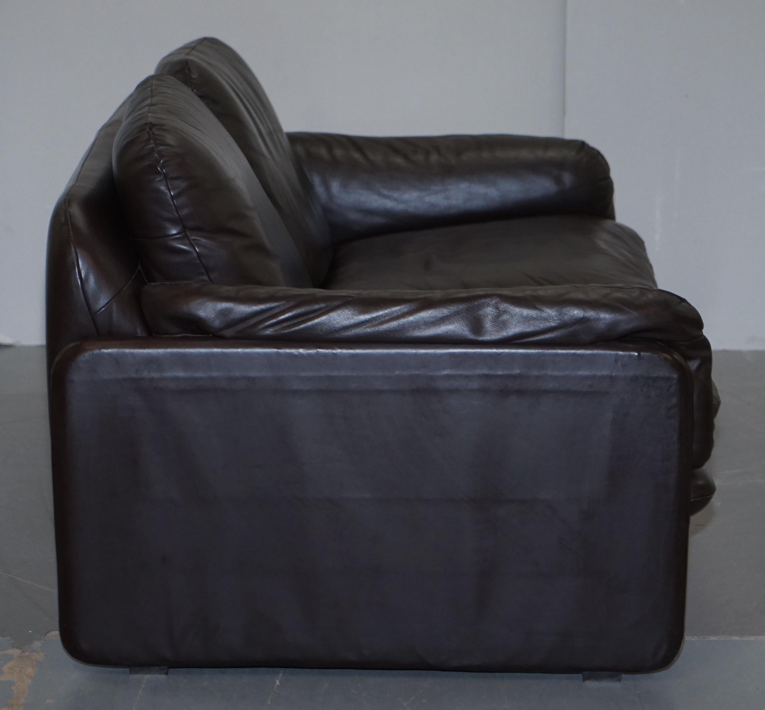Danish Brown Leather 2 Seat Mid-Century Modern Sofa Armchairs Available For Sale 6