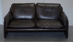 Danish Brown Leather 2 Seat Mid-Century Modern Sofa Armchairs Available