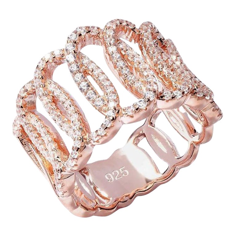 1.38ct Cubic Zirconia 14Kt Rose Gold Plated Sterling Silver Interlocking Ring im Angebot