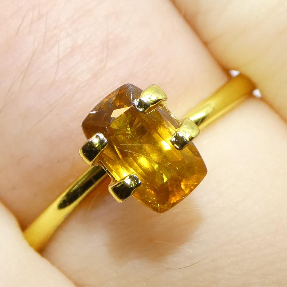 Brilliant Cut 1.38ct Cushion Orange Sapphire from Tanzania, Heated For Sale