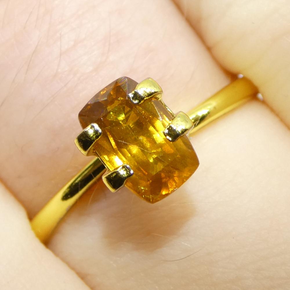 Women's or Men's 1.38ct Cushion Orange Sapphire from Tanzania, Heated For Sale