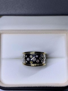 1.38ct Diamond multi mix wide band unisex ring in 18k fancy yellow diamond.