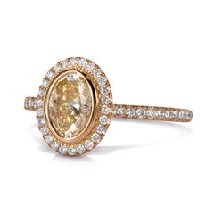 1.38ct Fancy Light Brown Yellow Oval Cut Diamond Engagement Ring