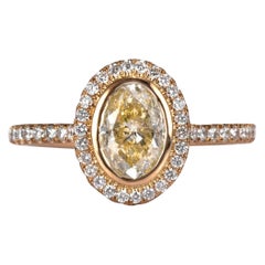 1.38ct Fancy Light Brown Yellow Oval Cut Diamond Engagement Ring