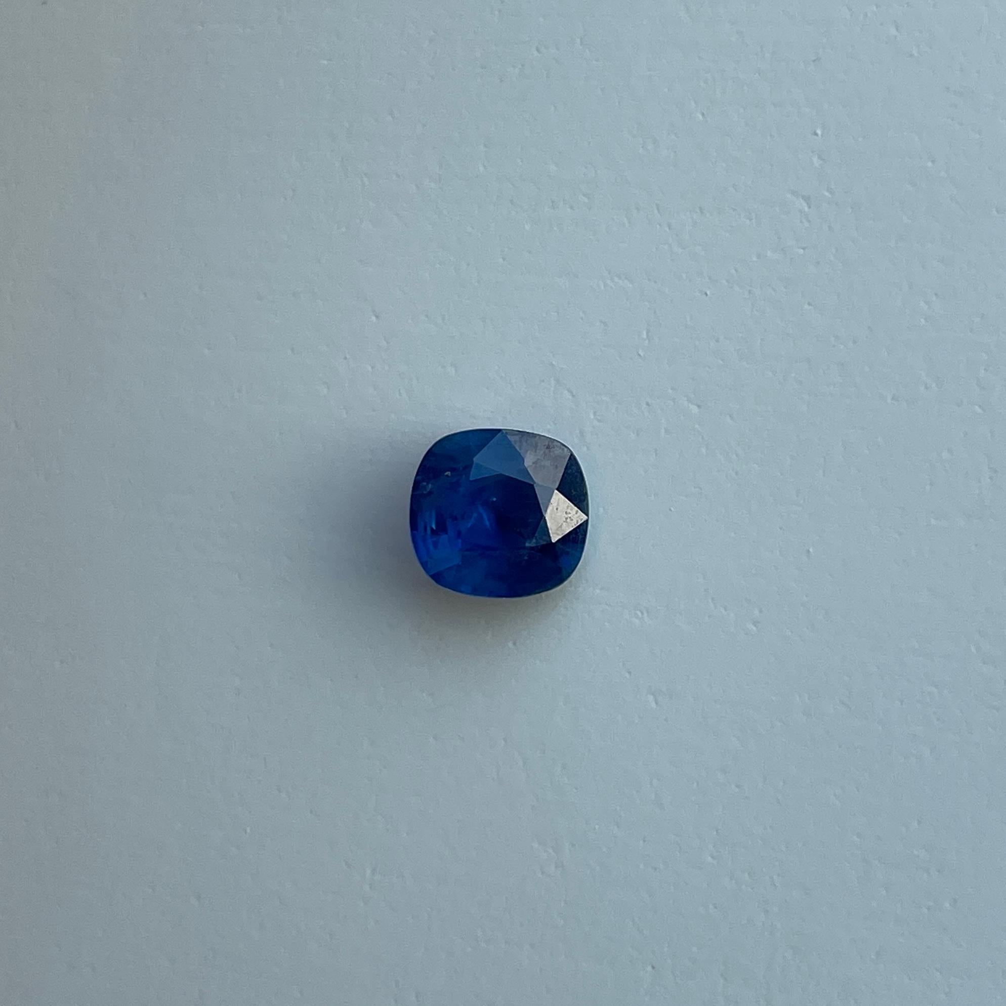 Art Deco GIA Certified 1.38Ct Natural UNHEATED Burmese Blue Sapphire For Sale