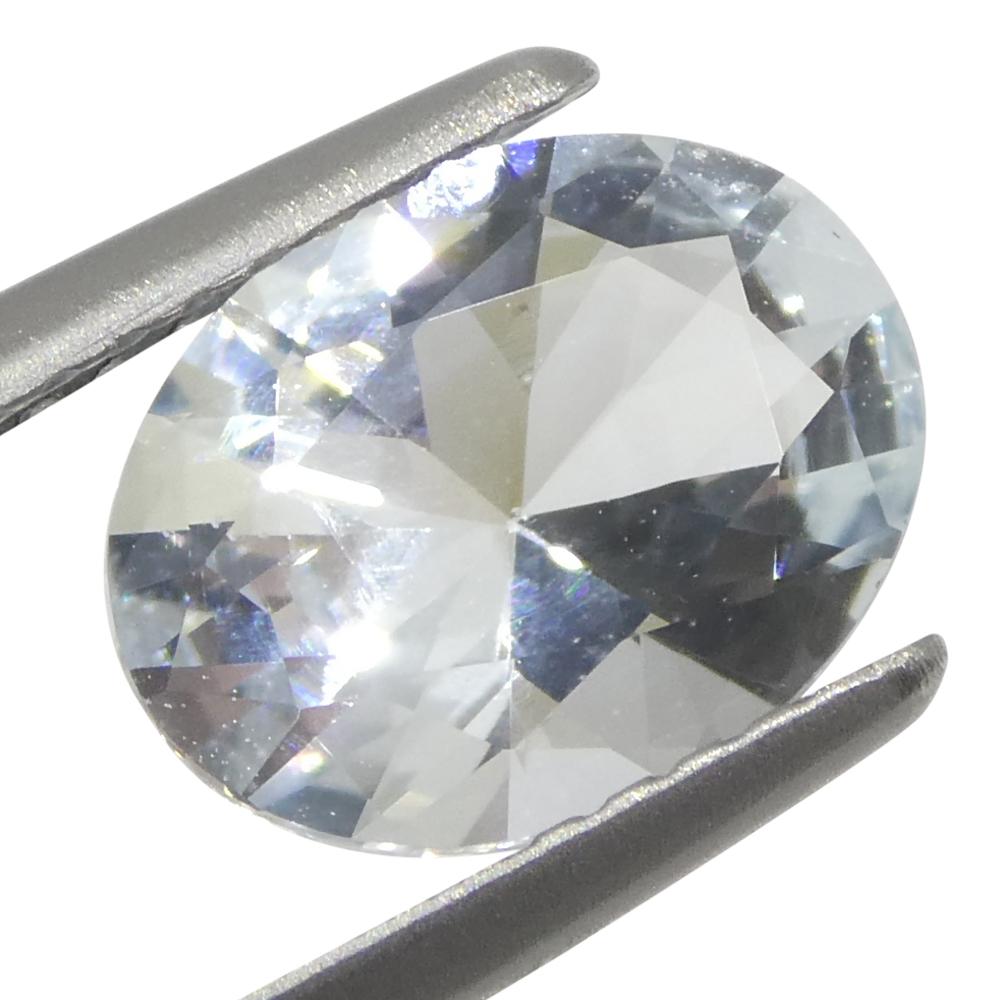 1.38ct Oval Blue Aquamarine from Brazil Unheated In New Condition For Sale In Toronto, Ontario