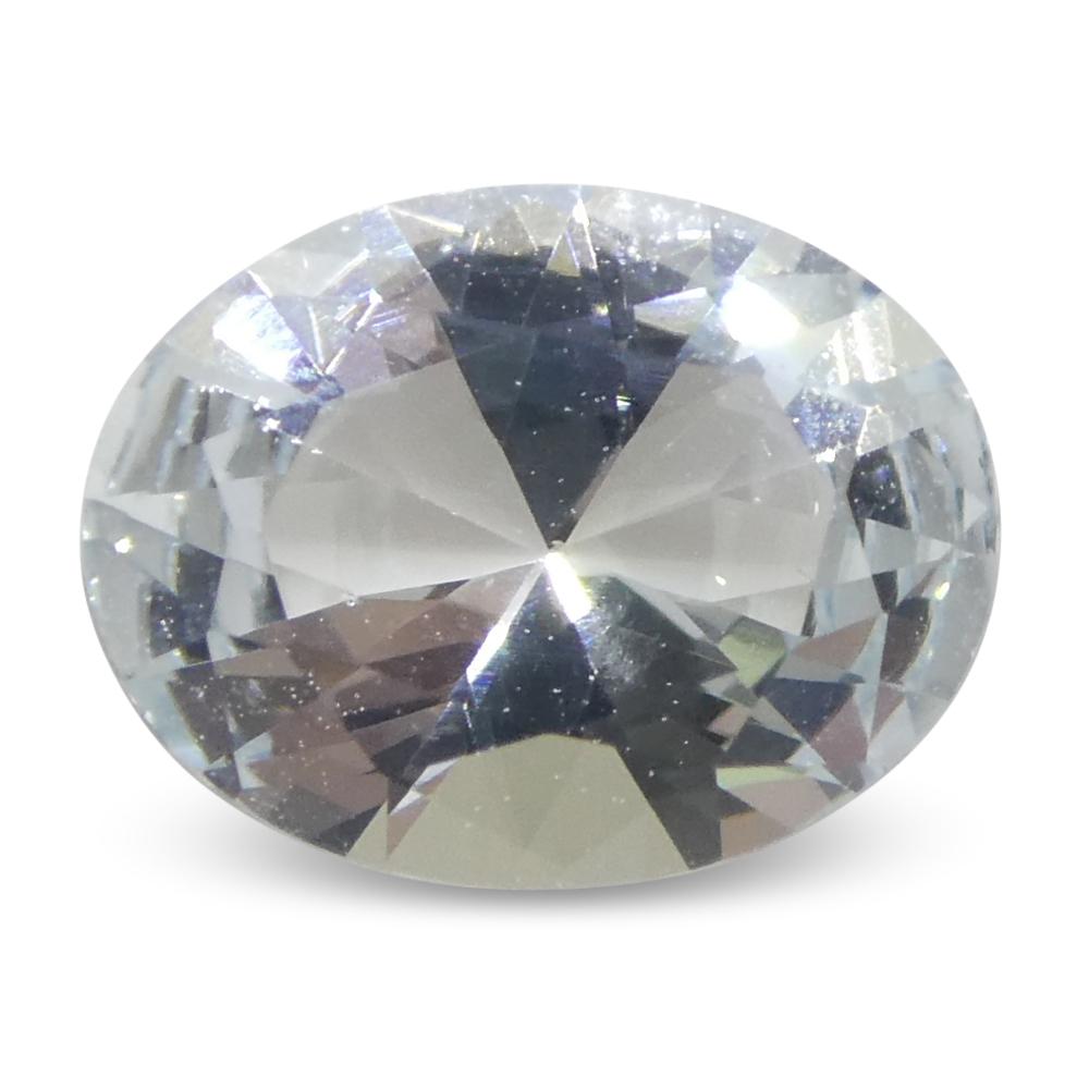 Women's or Men's 1.38ct Oval Blue Aquamarine from Brazil Unheated For Sale