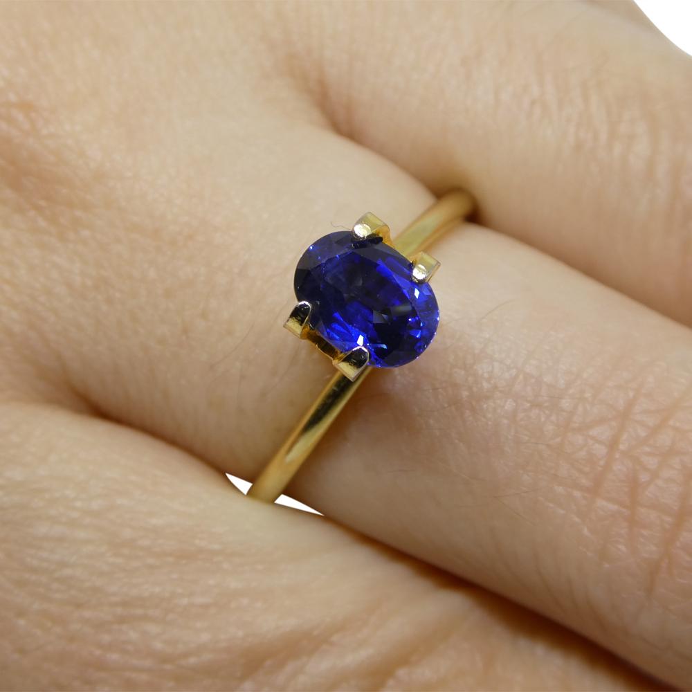 Description:

Gem Type: Sapphire
Number of Stones: 1
Weight: 1.38 cts
Measurements: 7.09 x 5.23 x 3.87 mm
Shape: Oval
Cutting Style Crown: Brilliant
Cutting Style Pavilion: Step Cut
Transparency: Transparent
Clarity: Very Slightly Included: Eye