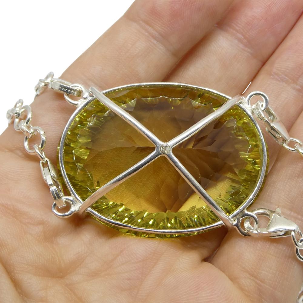 Ciondolo con catena a forma di corpo di citrino ovale giallo fantasma 138ct in A. Silver in vendita 4