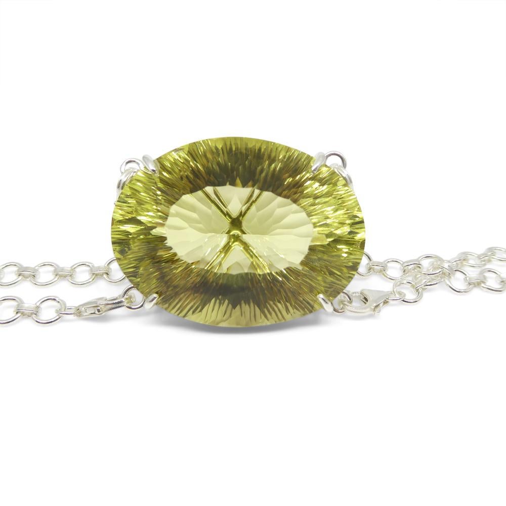 Ciondolo con catena a forma di corpo di citrino ovale giallo fantasma 138ct in A. Silver in vendita 5