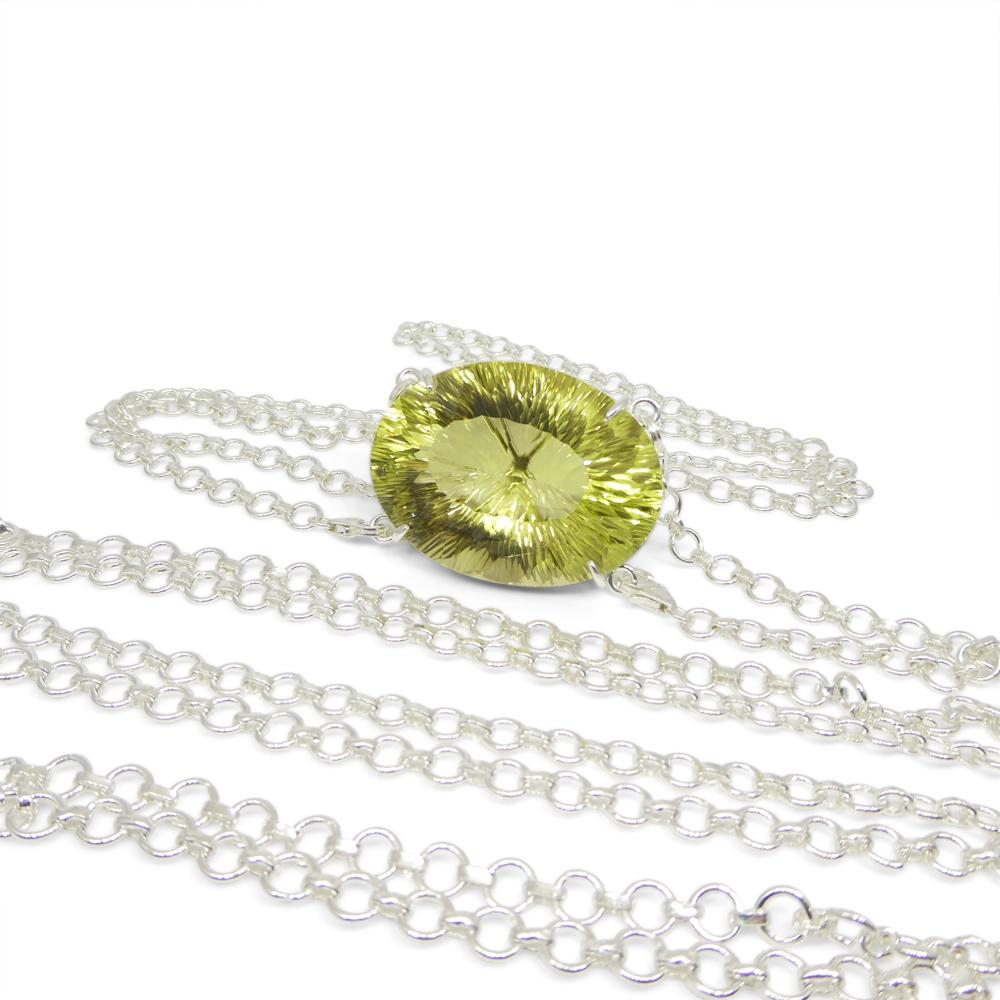 Ciondolo con catena a forma di corpo di citrino ovale giallo fantasma 138ct in A. Silver in vendita 7