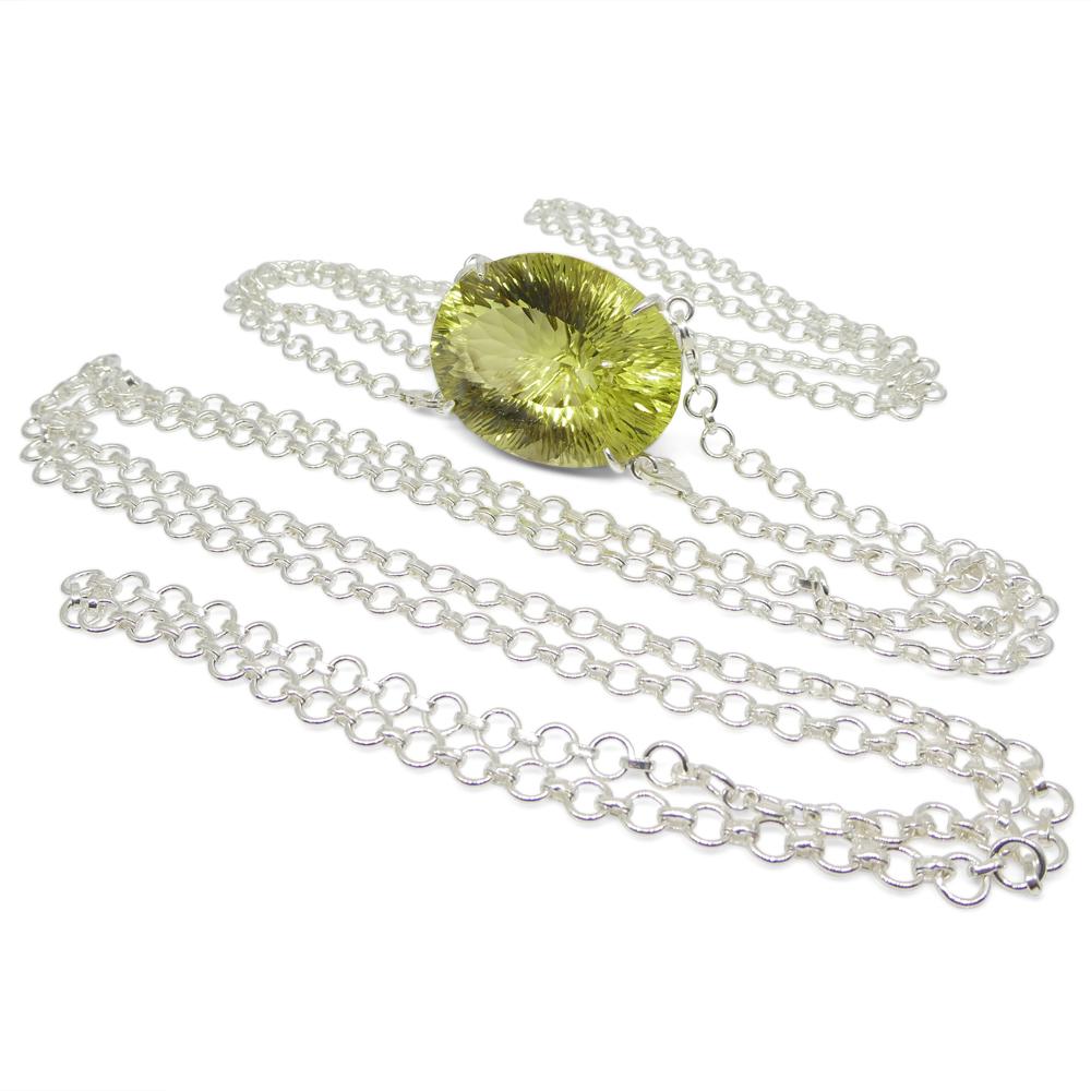Ciondolo con catena a forma di corpo di citrino ovale giallo fantasma 138ct in A. Silver in vendita 8