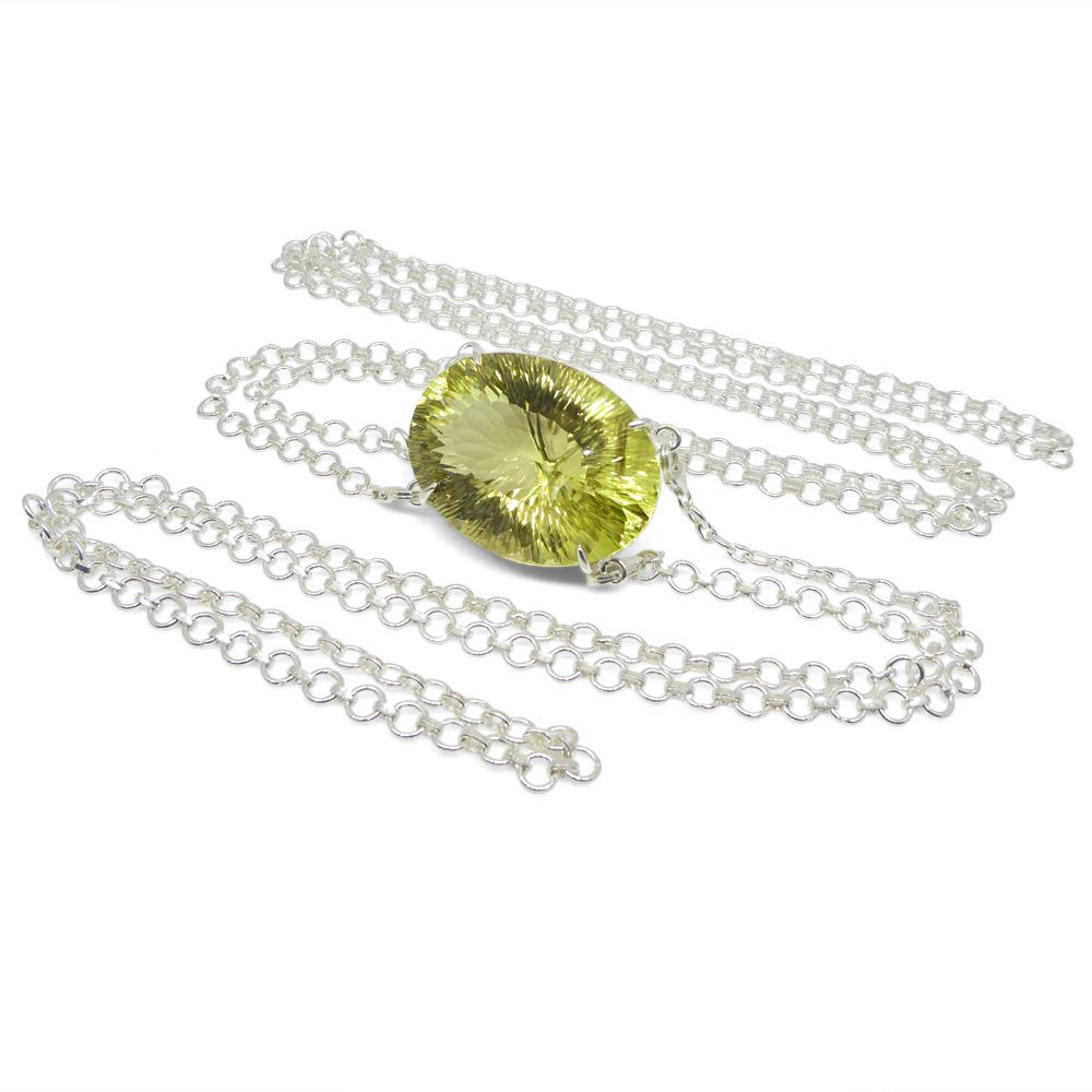 Ciondolo con catena a forma di corpo di citrino ovale giallo fantasma 138ct in A. Silver in vendita 9