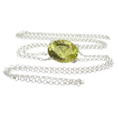 138ct Oval Yellow Phantom Citrine Body Chain Pendant set in Sterling Silver