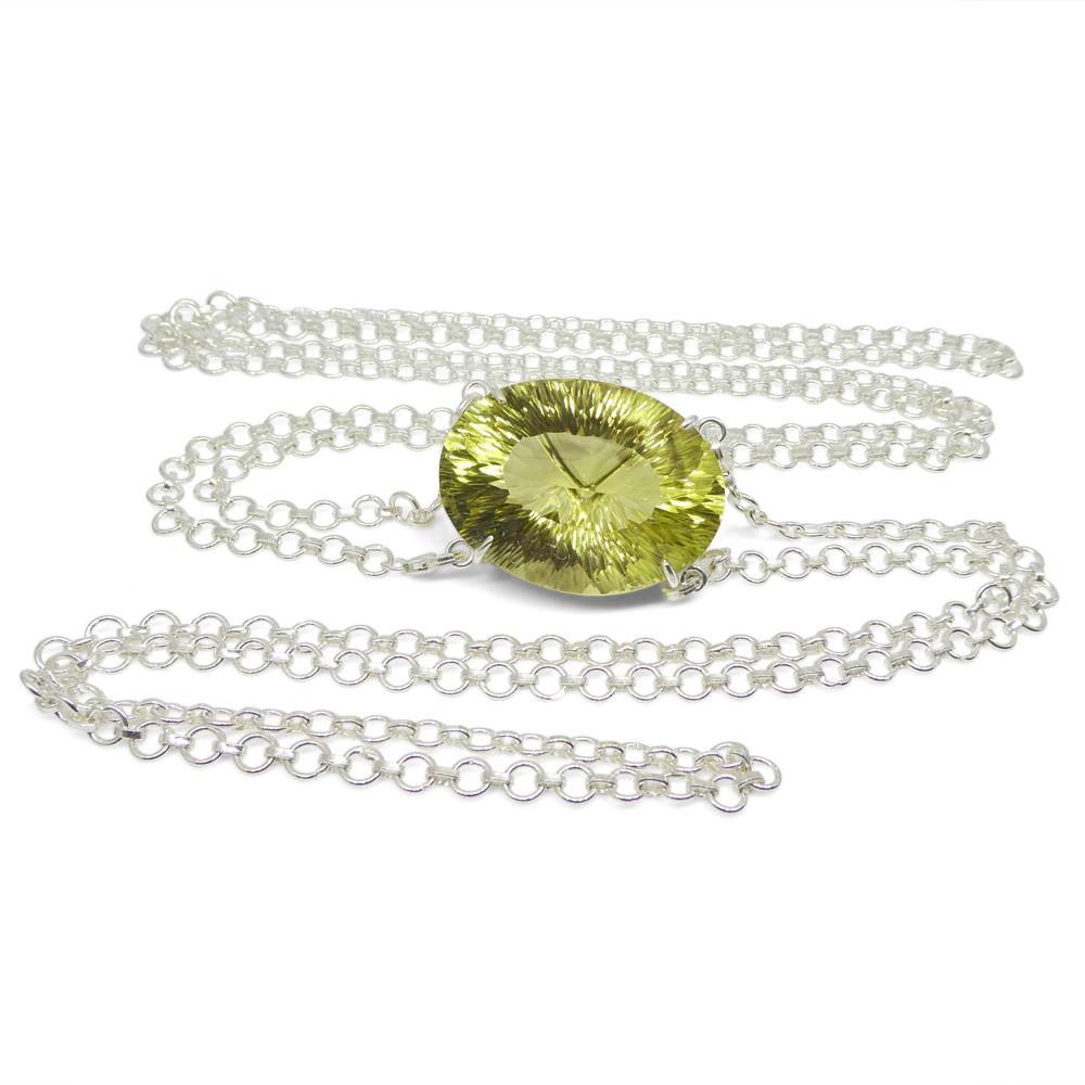 Ciondolo con catena a forma di corpo di citrino ovale giallo fantasma 138ct in A. Silver In condizioni Nuovo in vendita a Toronto, Ontario