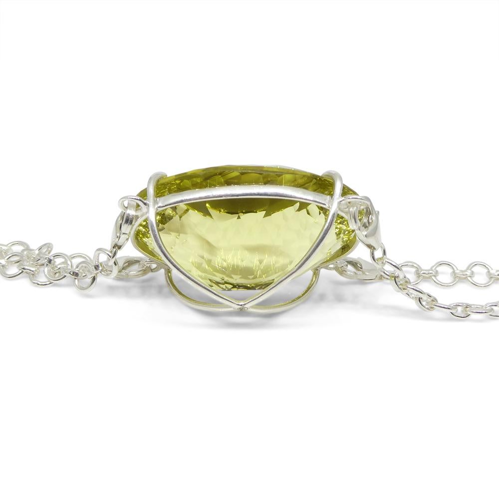 Ciondolo con catena a forma di corpo di citrino ovale giallo fantasma 138ct in A. Silver in vendita 1