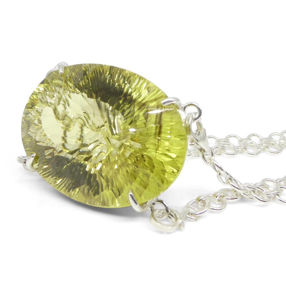 Ciondolo con catena a forma di corpo di citrino ovale giallo fantasma 138ct in A. Silver in vendita 2