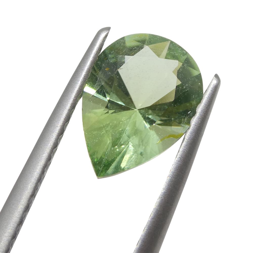 Brilliant Cut 1.38ct Pear Green Tourmaline from Brazil For Sale