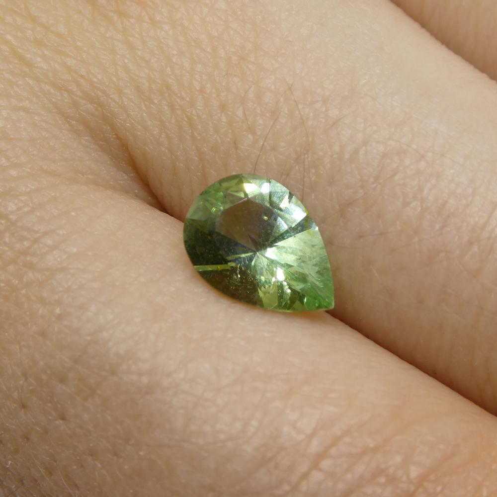 Women's or Men's 1.38ct Pear Green Tourmaline from Brazil For Sale