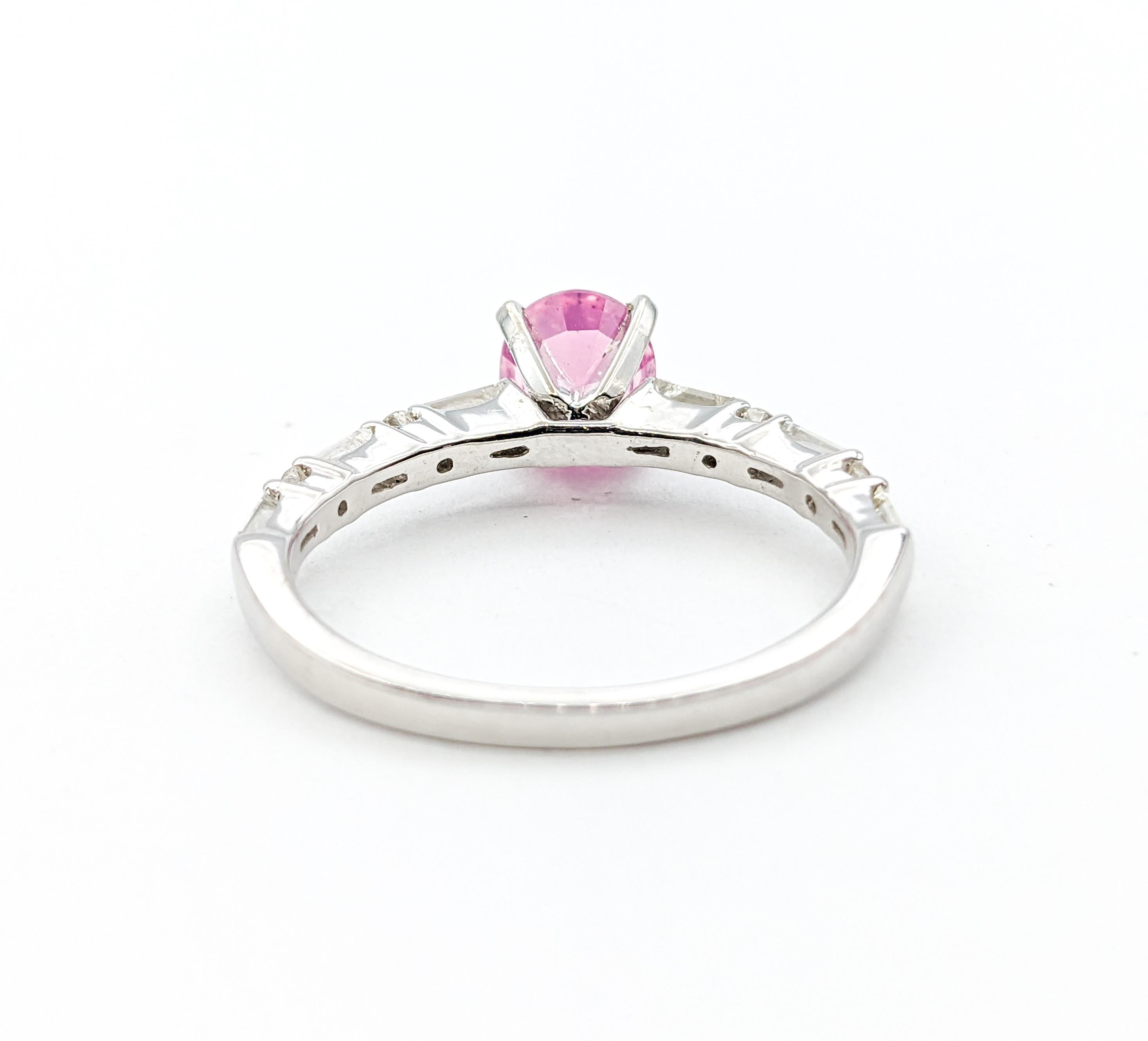 1.38ct Pink Sapphire & .62ctw Diamond Ring In White Gold For Sale 6