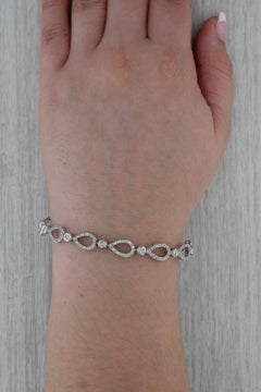 1.38ctw Diamond Teardrop Link Bracelet 14k White Gold 6.75" 7.7mm