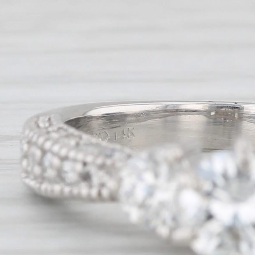 1.38ctw Round Diamond Engagement Ring 14k White Gold Size 5.5 3-Stone For Sale 5