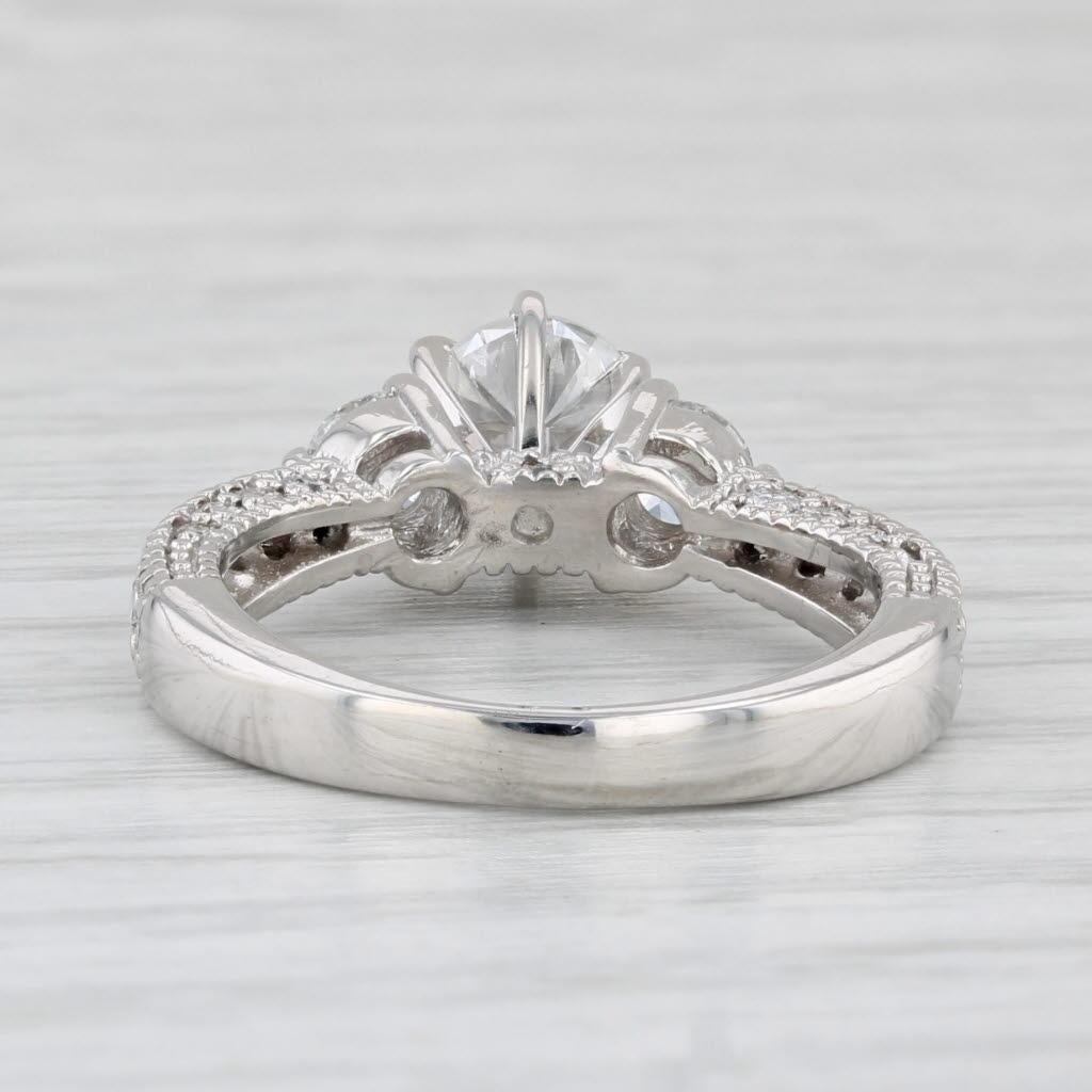 1.38ctw Round Diamond Engagement Ring 14k White Gold Size 5.5 3-Stone For Sale 1