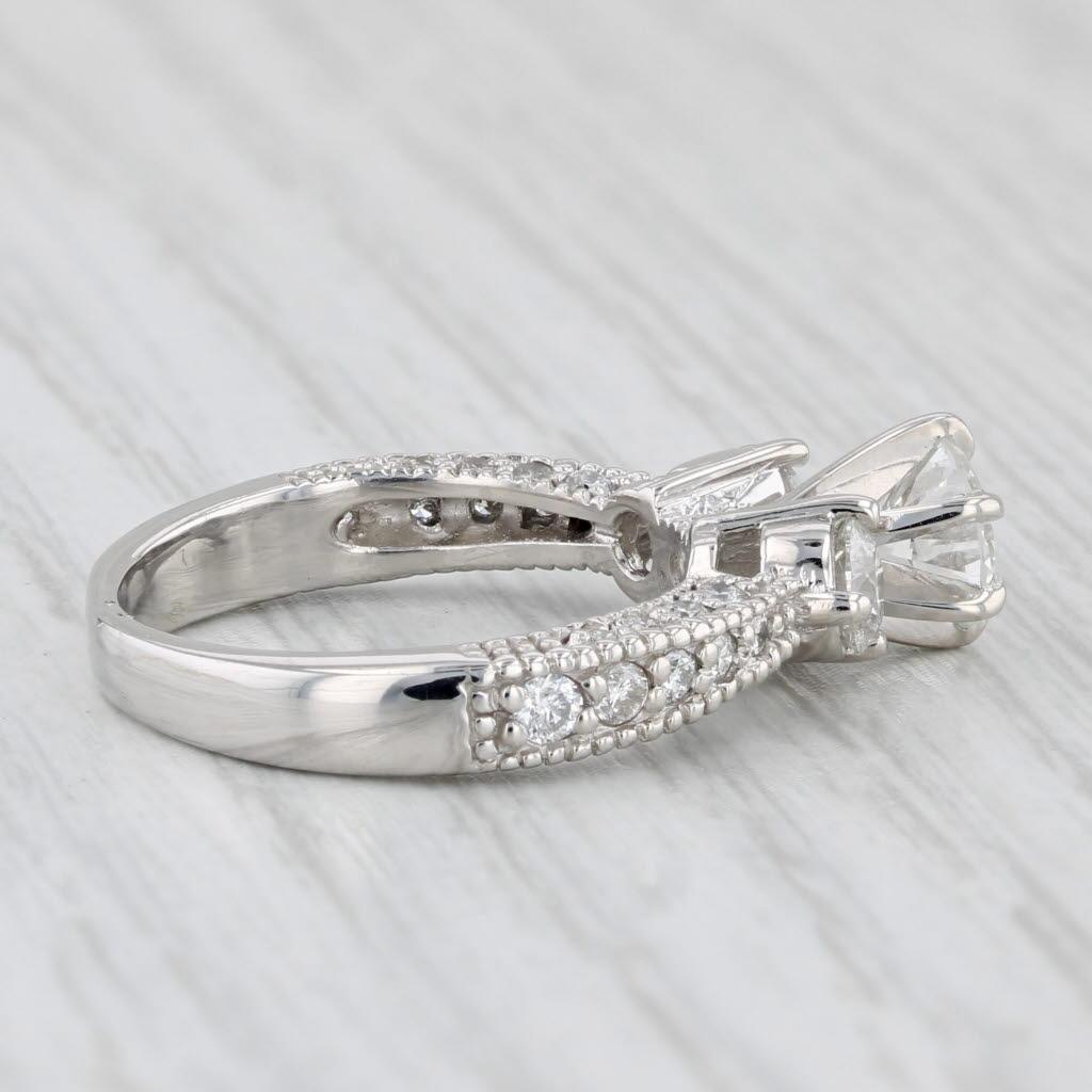 1.38ctw Round Diamond Engagement Ring 14k White Gold Size 5.5 3-Stone For Sale 2
