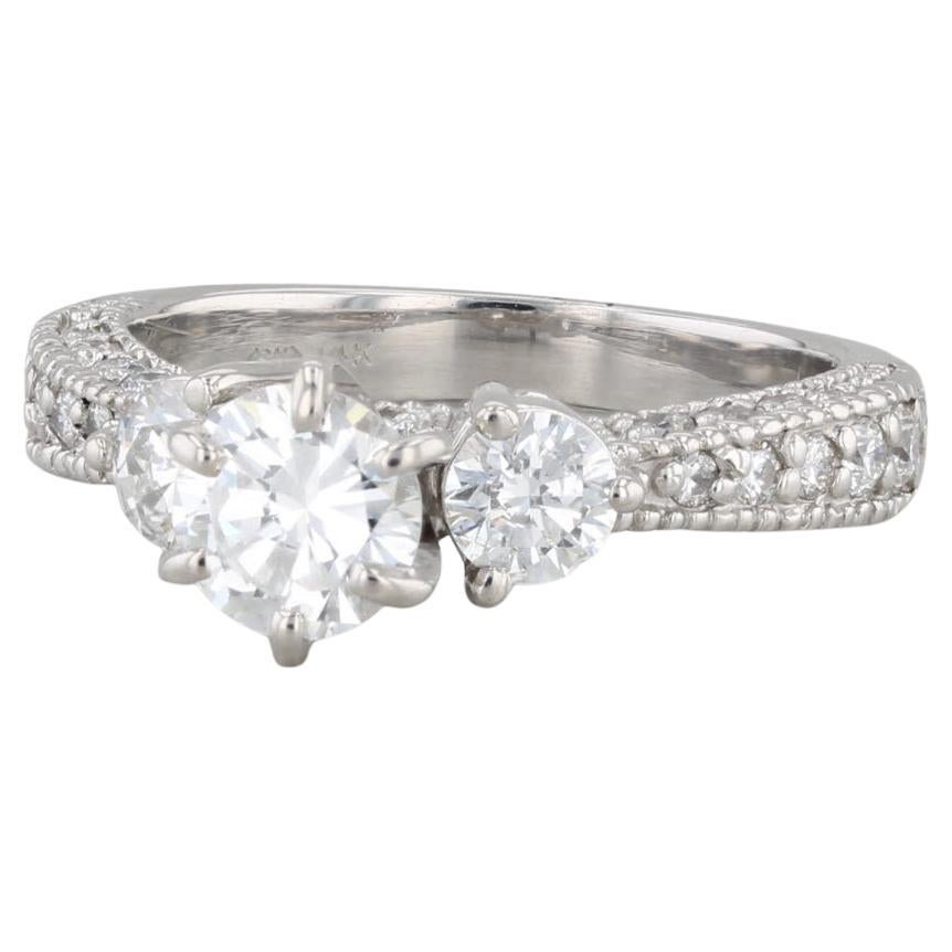 1.38ctw Round Diamond Engagement Ring 14k White Gold Size 5.5 3-Stone
