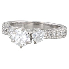 1.38ctw Round Diamond Engagement Ring 14k White Gold Size 5.5 3-Stone