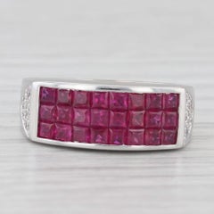 1.38ctw Ruby Diamond Ring 18k White Gold Size 7-7.25