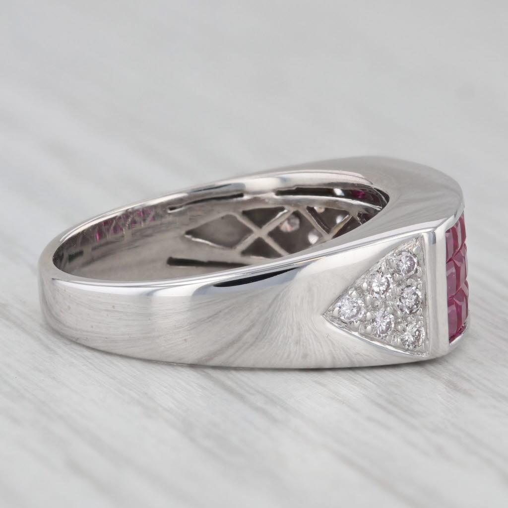 1.38ctw Ruby Diamond Ring 18k White Gold Size 7-7.25 In Good Condition For Sale In McLeansville, NC