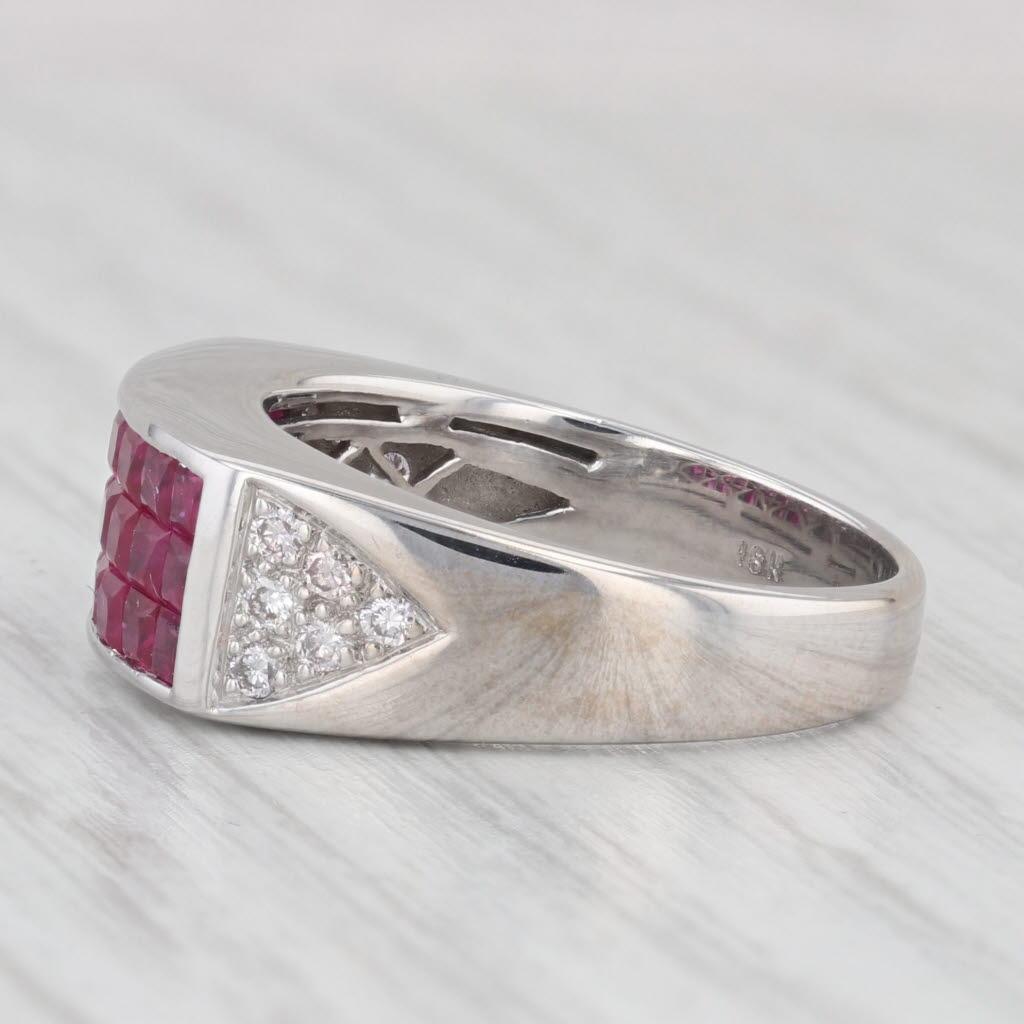 1.38ctw Ruby Diamond Ring 18k White Gold Size 7-7.25 For Sale 1