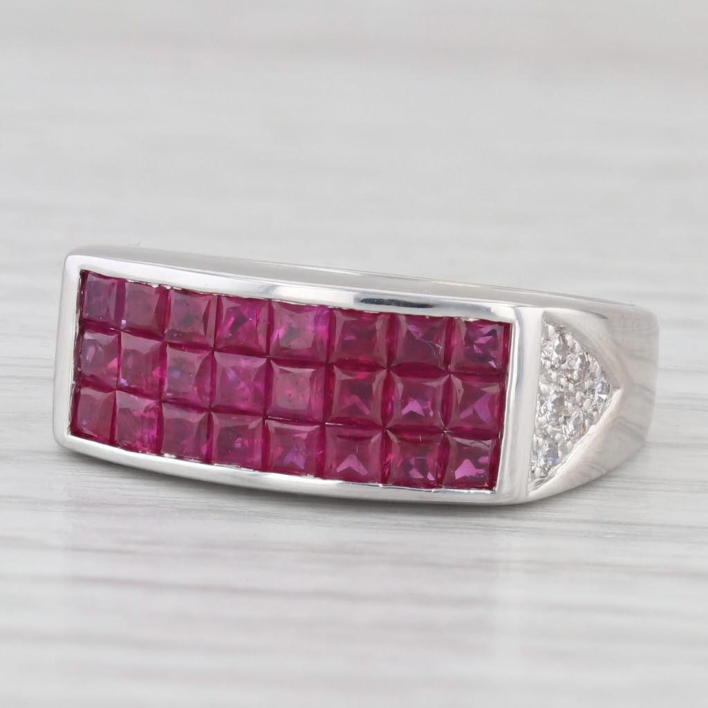 1.38ctw Ruby Diamond Ring 18k White Gold Size 7-7.25 For Sale 2