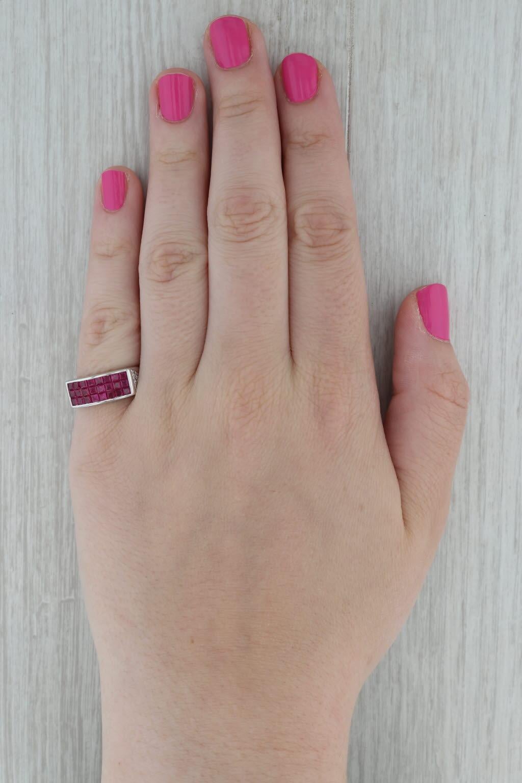 1.38ctw Ruby Diamond Ring 18k White Gold Size 7-7.25 For Sale 4