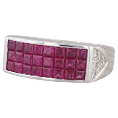 1.38ctw Ruby Diamond Ring 18k White Gold Size 7-7.25