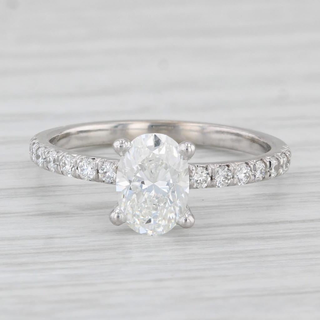 Oval Cut 1.38ctw VS2 Oval Diamond Engagement Ring 14k White Gold Size 6.75 GIA For Sale