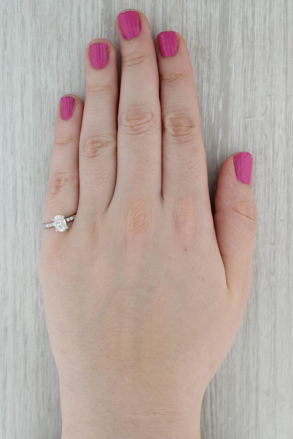 Women's 1.38ctw VS2 Oval Diamond Engagement Ring 14k White Gold Size 6.75 GIA For Sale