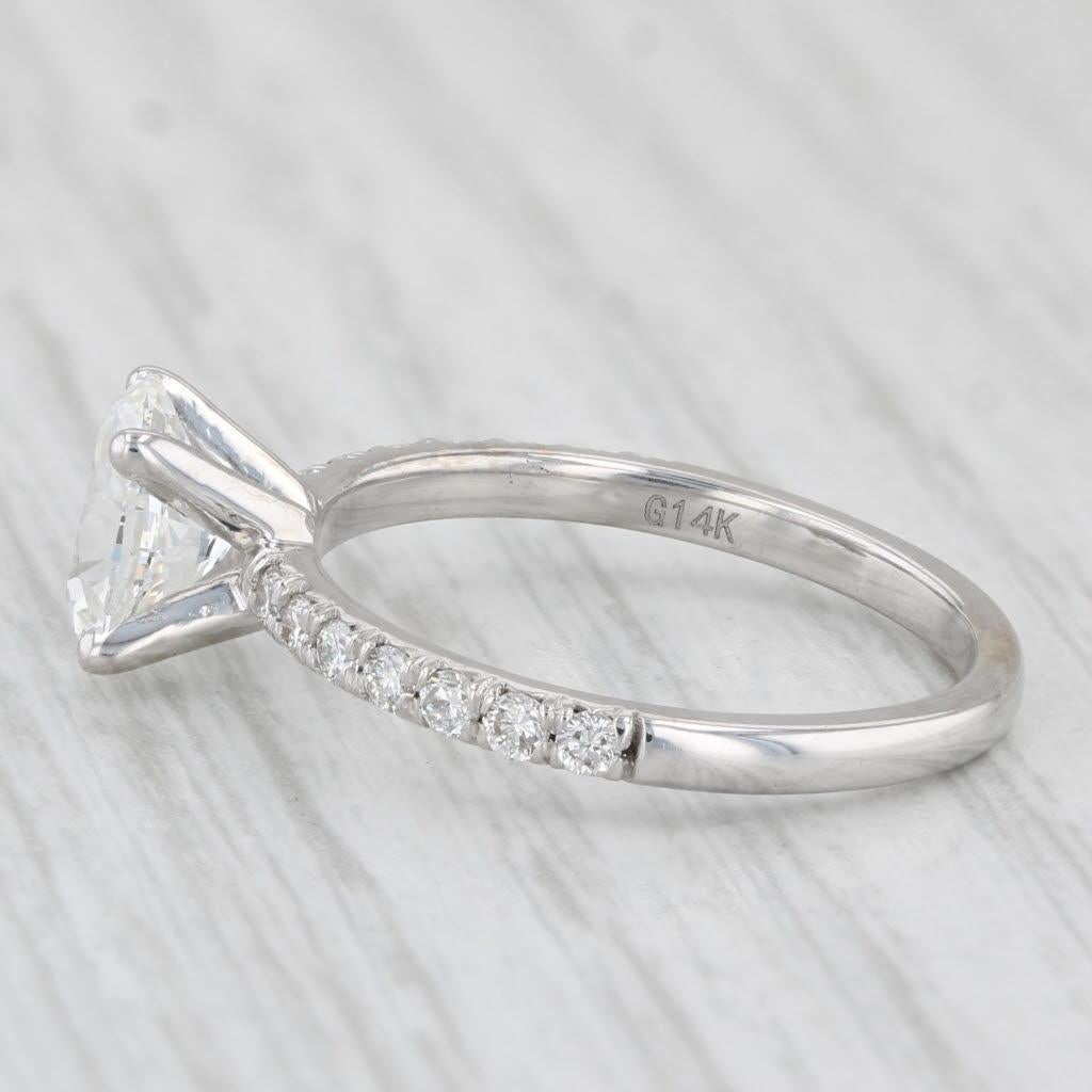 1.38ctw VS2 Oval Diamond Engagement Ring 14k White Gold Size 6.75 GIA For Sale 2